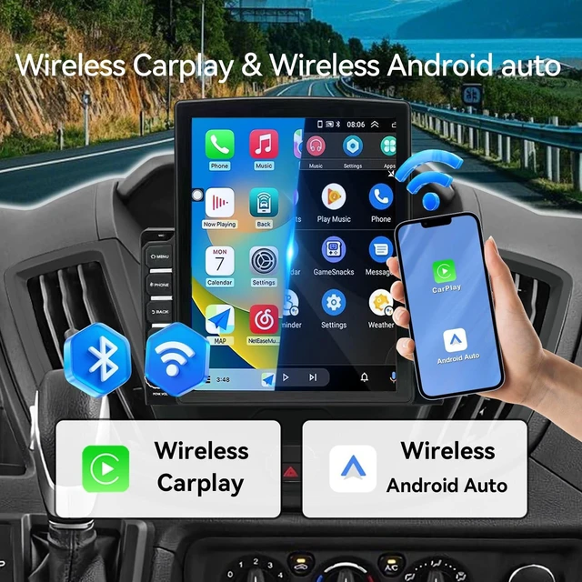 Alt view image 3 of 5 - Android 14 Car Stereo Radio Compatible with Ford Transit 2015 2016 2017 2018 Wireless CarPlay & Android Auto AHD Backup Camera Upgrade 9.7" Touch Screen GPS WiFi SWC FM Bluetooth 2+64G