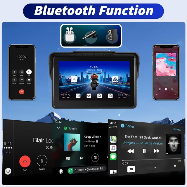 Alt view image 3 of 5 - 7 Inch Wireless Motorcycle Carplay GPS Navigation System, ^^ Carplay and Android Auto Waterproof Screen for Motorcycle with Dual Bluetooth with Magnetic Mount Anti-Glare TPMS