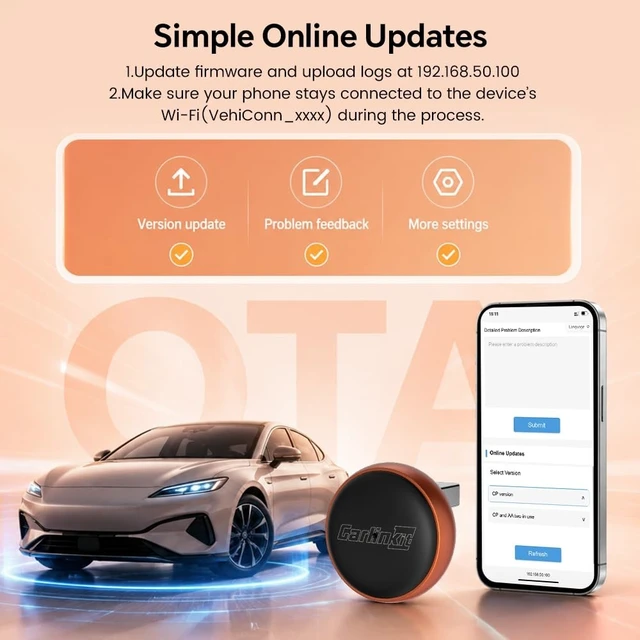 Alt view image 4 of 5 - Carlinkit Mini Ultra 3 Wireless CarPlay & Android Auto Compact Adapter