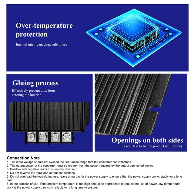 Alt view image 4 of 5 - MZHOU 720W DC-DC 48V 15A Boost Converter 12V/24V Step-Up to 48V Converter