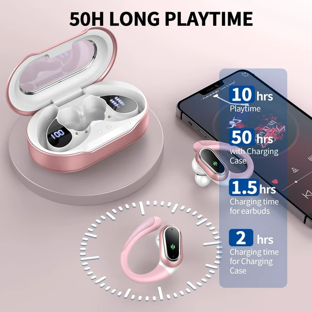 Alt view image 5 of 5 - Wireless Earbuds, 2026 New Bluetooth 5.4 Headphones Sport, 60H+ HiFi Stereo