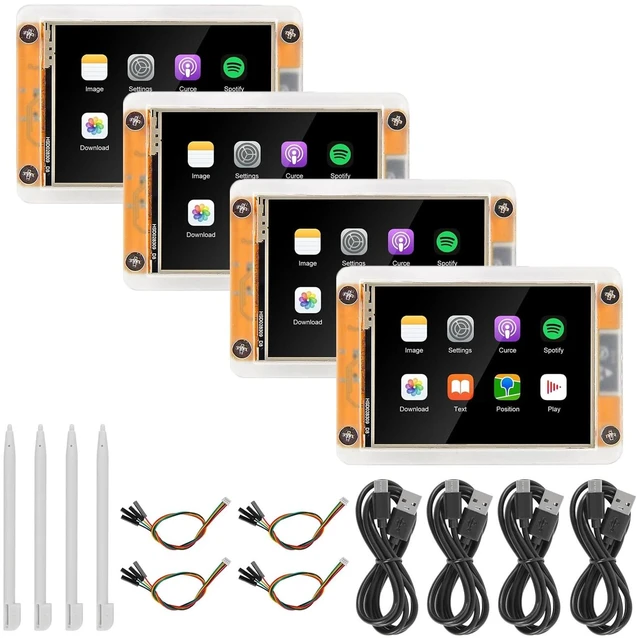 Main image of AITRIP 4 Pack 2.8" ESP32 ESP-32 Display ILI9341 Driver with Acrylic Case, 2.8inch ESP32-2432S028R ESP32 Display 240x320 Resistive Touchscreen TFT LCD, ESP32 Development Board for Arduino IDE