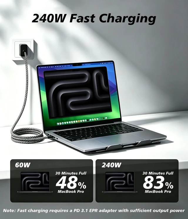 Alt view image 4 of 5 - Grtoeud 20FT USB-C to USB-C Cable, 4K@60Hz Video Output, 20Gbps Data Sync