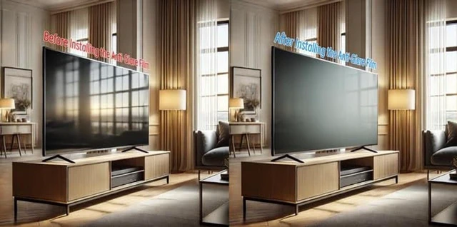 Alt view image 5 of 5 - BU TV Screen Protectors Anti Glare Film for TV 55 Inch Anti Glare TV Screen Film Reduces reflections Anti Blue Light TV Glare Stopper Indoor or Outdoor