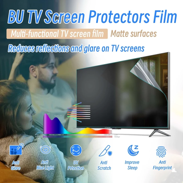 Alt view image 2 of 5 - BU TV Screen Protectors Anti Glare Film for TV 55 Inch Anti Glare TV Screen Film Reduces reflections Anti Blue Light TV Glare Stopper Indoor or Outdoor