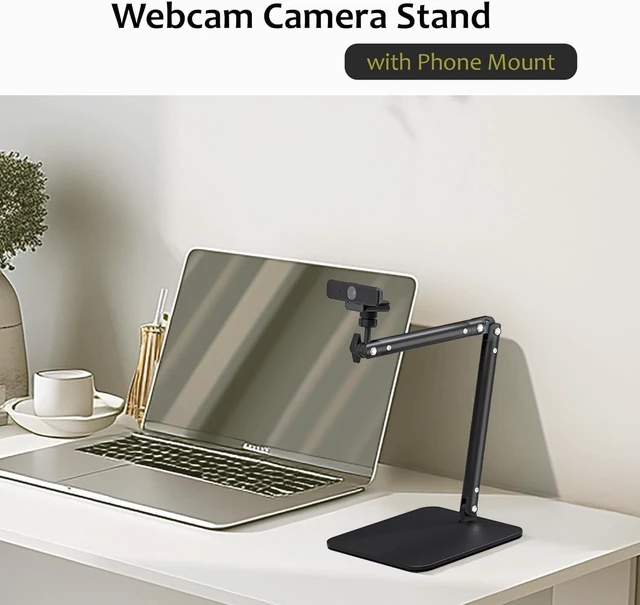Alt view image 5 of 5 - Lufia Webcam Camera Stand, Phone Mount, Sturdy Desk Mount for Webcam C922 C930e C920S C920 C615 C960 C920x BRIO 4K, Phone Mount, Right Light with 1/4" Thread