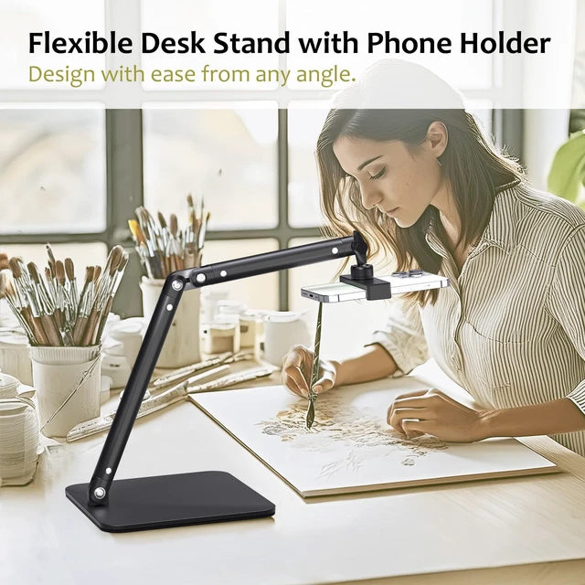 Alt view image 4 of 5 - Lufia Webcam Camera Stand, Phone Mount, Sturdy Desk Mount for Webcam C922 C930e C920S C920 C615 C960 C920x BRIO 4K, Phone Mount, Right Light with 1/4" Thread
