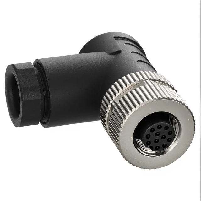Alt view image 4 of 4 - Eonvic Industrial M12 12 Pin Female A Code Aviation Connector 12mm Circular 30V 1A Waterproof Solder Right Angle Plugs for Automation Sensor/Actuator 4PCS