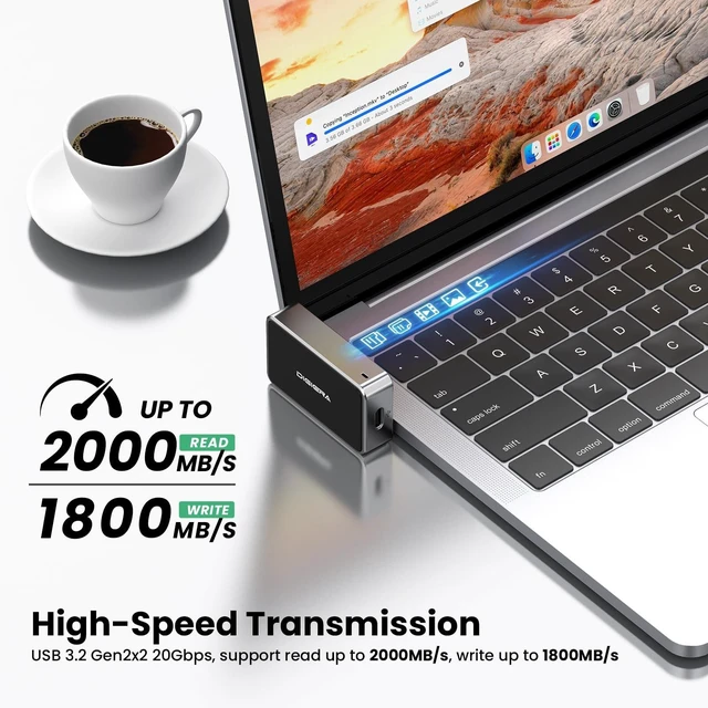 Alt view image 3 of 5 - DIGIERA Portable SSD/Hub, All-in-One 2TB 2000MB/s Portable Solid State Drive Supports Apple 4K 60fps ProRes, USB 3.2 Rugged IP65 Ultra-Compact Portable External Hard Drive Compatible With iPhone 15/16