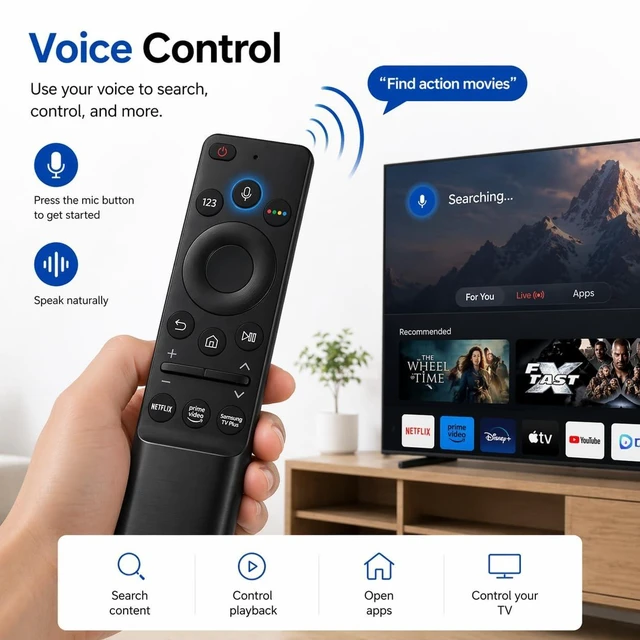 Alt view image 2 of 5 - BN59-01363A TM2180A Voice Remote Replacement for Samsung Smart TV UN65AU8000FXZA UN43AU8000FXZA UN50AU8000FXZA UN75AU8000FXZA UN85AU8000FXZA UN65AU8000 UN43AU8000 UN50AU8000 UN75AU8000 UN85AU800