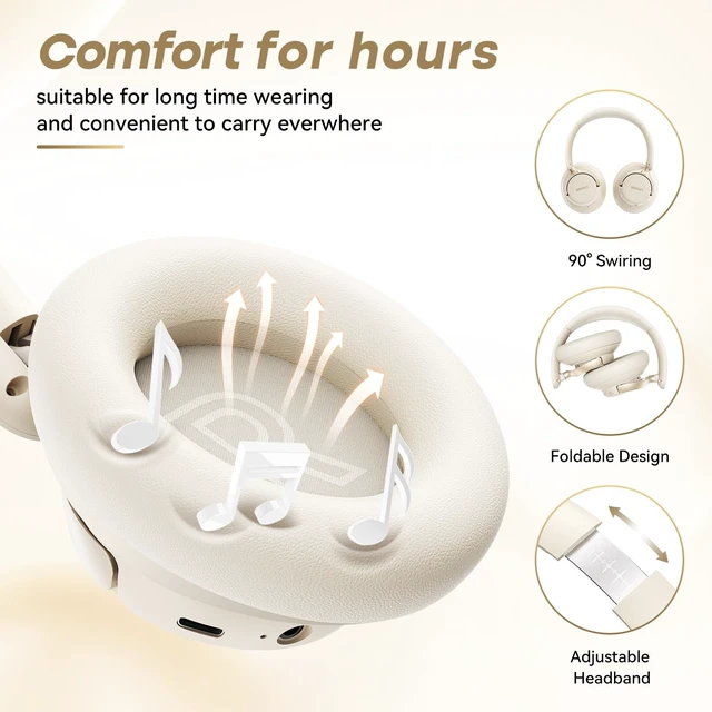 Alt view image 2 of 5 - BERIBES Hybrid Active Noise Cancelling Headphones Wireless Over Ear 70Hours
