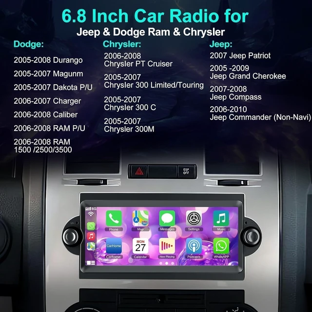 Alt view image 2 of 5 - Car Radio for Dodge Ram 1500 2006 2007 2008 &for Dodge Durango 2005-2008