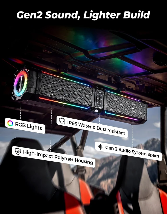 Alt view image 2 of 5 - KEMIMOTO Midnight 70 Lite Gen2 28-inch 8 Speaker UTV Sound Bar Polymer