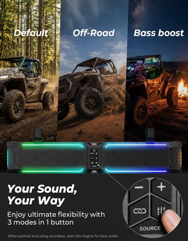 Alt view image 4 of 5 - KEMIMOTO Midnight 70 Lite Gen2 28-inch 8 Speaker UTV Sound Bar Polymer