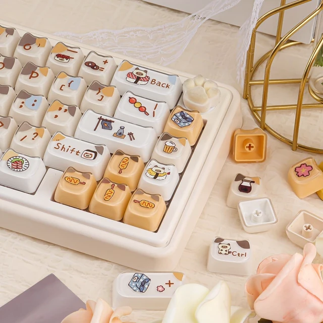Alt view image 2 of 5 - Crystal Jelly Keycaps,121 Keys Clear Translucent Cute Sushi Cat Keycaps