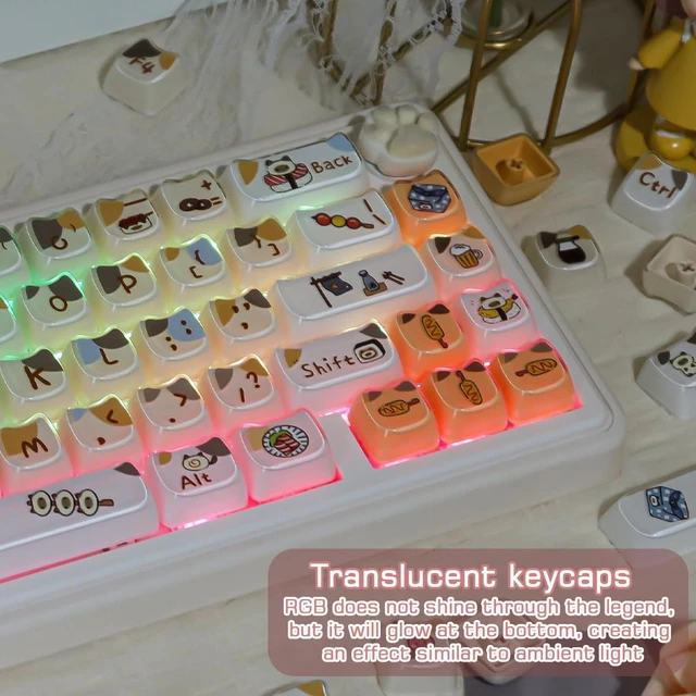Alt view image 3 of 5 - Crystal Jelly Keycaps,121 Keys Clear Translucent Cute Sushi Cat Keycaps