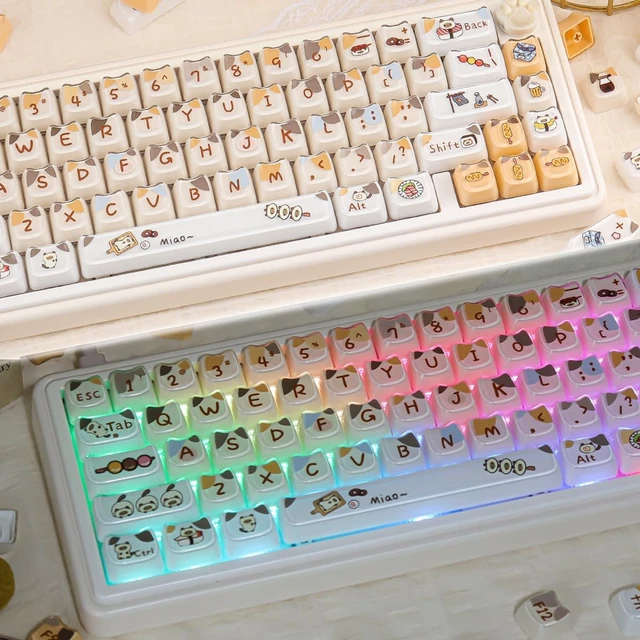 Alt view image 4 of 5 - Crystal Jelly Keycaps,121 Keys Clear Translucent Cute Sushi Cat Keycaps