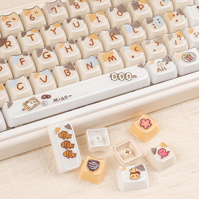 Alt view image 5 of 5 - Crystal Jelly Keycaps,121 Keys Clear Translucent Cute Sushi Cat Keycaps