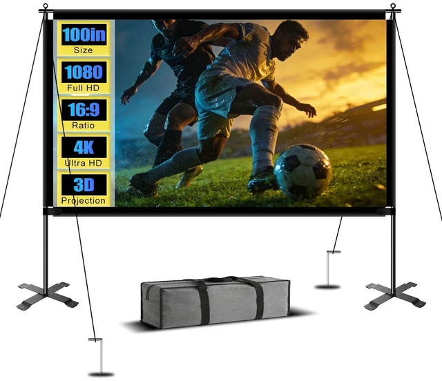 Main image of 100inch Projector Screen with Stand, Large Projection Screen with Carry Bag