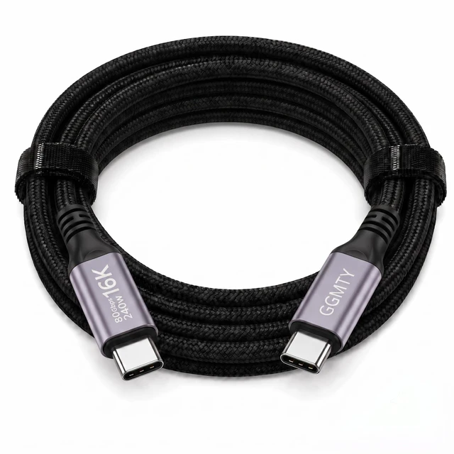 Main image of GGMTY 80Gbps USB4 Cable, 240W PD 3.1, Braided USB C Male to Male, 5FT
