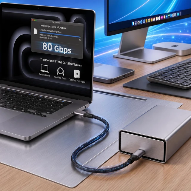 Alt view image 5 of 5 - GGMTY 80Gbps USB4 Cable, 240W PD 3.1, Braided USB C Male to Male, 5FT
