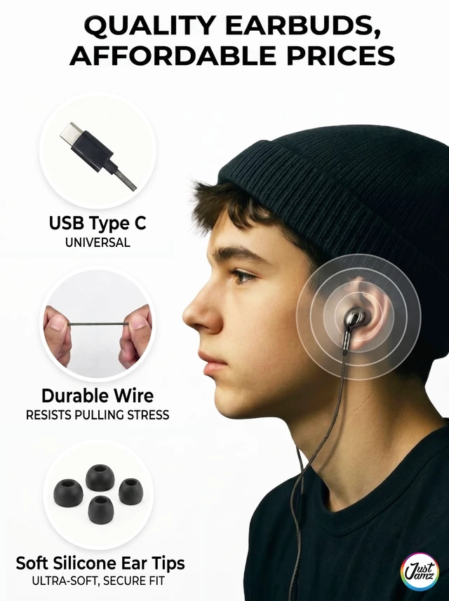 Alt view image 2 of 5 - Chrome 50 Pack USB C Headphones Wired Earbuds for iPhone 17 16 15 Pro Max, USBC Earbuds with Microphone & Volume Control, Type C Headphones for Galaxy S26 S25 S24 Ultra, iPad Pro, Bulk Pack Grey