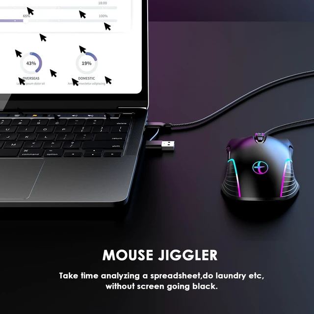 Alt view image 4 of 5 - Wired Gaming Mouse with RGB & Jiggler, Dual USB-C & USB-A Connectivity Up to 7200 D-PI 7 Buttons Ergonomic Optical Type-C Mice with 5.9ft Cable for PC,Laptop,Mac,Chromebook,Computer, Desktop,Surface