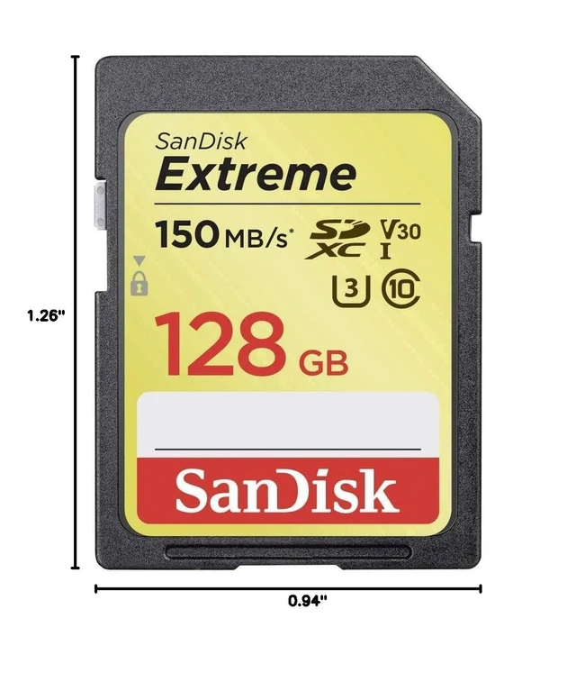 Alt view image 5 of 5 - SANDISK 128GB Extreme SDXC UHS-I Memory Card - 150MB/s, C10, U3, V30, 4K UHD, SD Card - SDSDXV5-128G-GNCIN