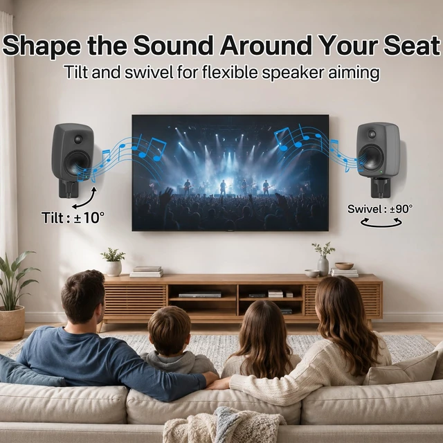 Alt view image 3 of 5 - Speaker Wall Mounts Pair with Genelec 8010/8020/8030 Studio Monitor Mounts