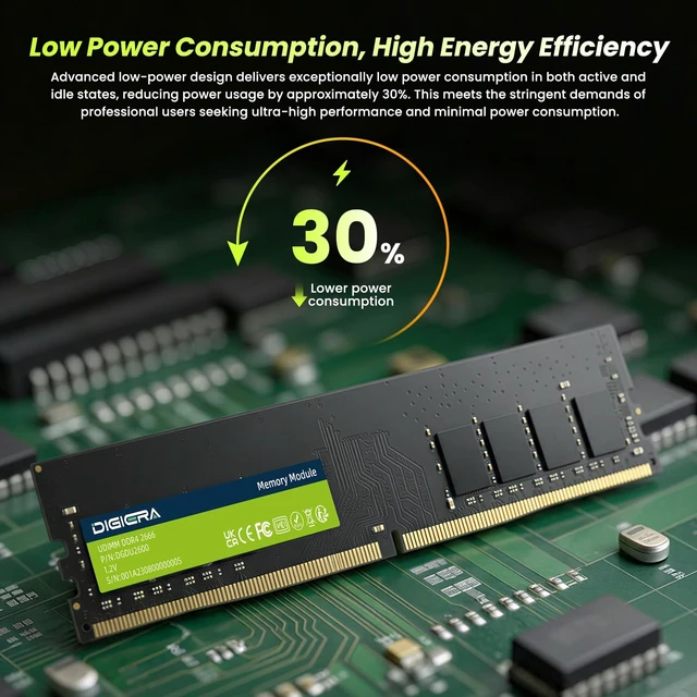 Alt view image 5 of 5 - DIGIERA 16GB DDR4 Memory Module, 2666MHz DU260 UDIMM RAM 288-Pin Computer Memory, 1.2V CL19 Non-ECC Computer Internal Memory for Desktop