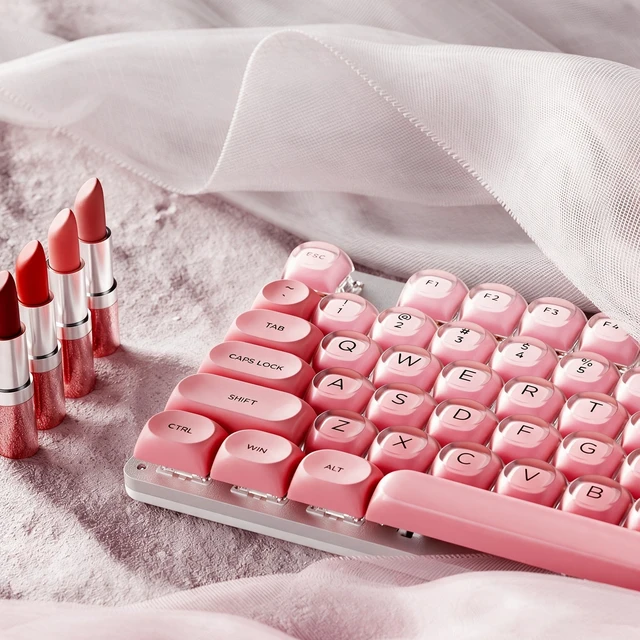 Alt view image 2 of 5 - EWEADN Jelly Keycaps, PBT MOA Profile, Cute Custom Round Key Caps-Pink