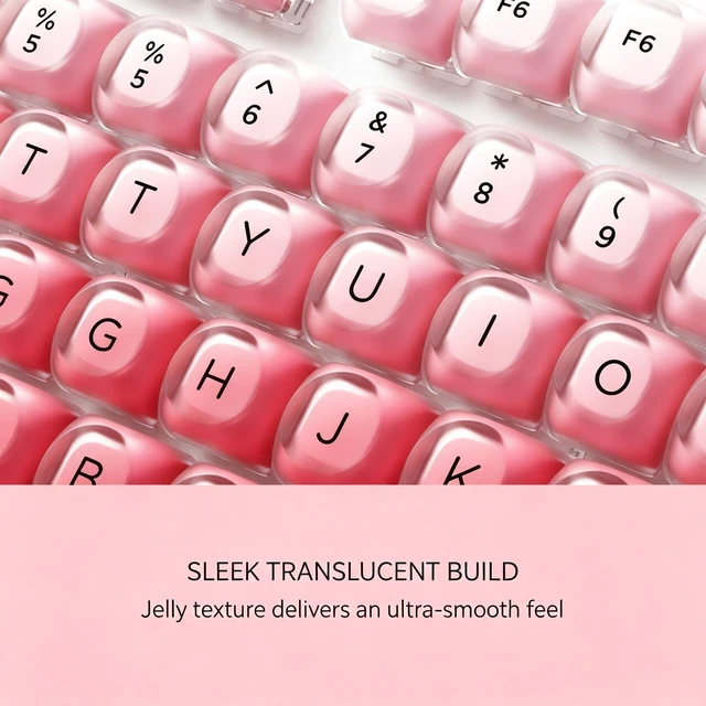 Alt view image 3 of 5 - EWEADN Jelly Keycaps, PBT MOA Profile, Cute Custom Round Key Caps-Pink