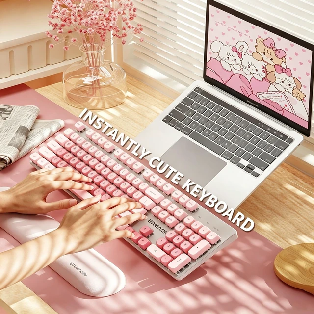 Alt view image 4 of 5 - EWEADN Jelly Keycaps, PBT MOA Profile, Cute Custom Round Key Caps-Pink