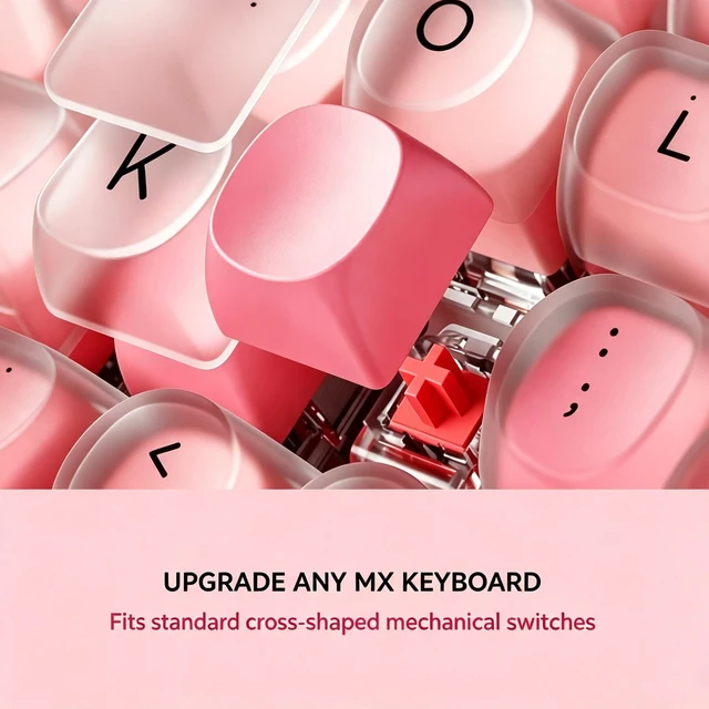 Alt view image 5 of 5 - EWEADN Jelly Keycaps, PBT MOA Profile, Cute Custom Round Key Caps-Pink