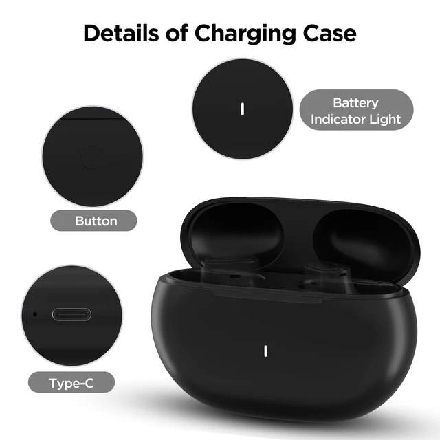 Alt view image 3 of 5 - Replacement Charging Case with Beats Studio Buds & Studio Buds+ (Not Include Earbud) Type-C Protective Case (Black) Charger with Bluetooth Pairing Sync Button & 660mAh Built-in Battery'