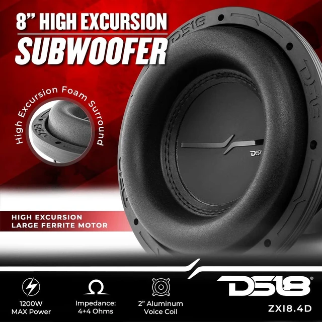 Alt view image 2 of 5 - DS18 ZXI8.4D 8" High Excursion Car Audio Subwoofer 1200W Watts Dual Voice Coil 4-Ohm 4 Magnets,Black