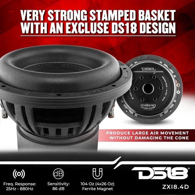Alt view image 3 of 5 - DS18 ZXI8.4D 8" High Excursion Car Audio Subwoofer 1200W Watts Dual Voice Coil 4-Ohm 4 Magnets,Black