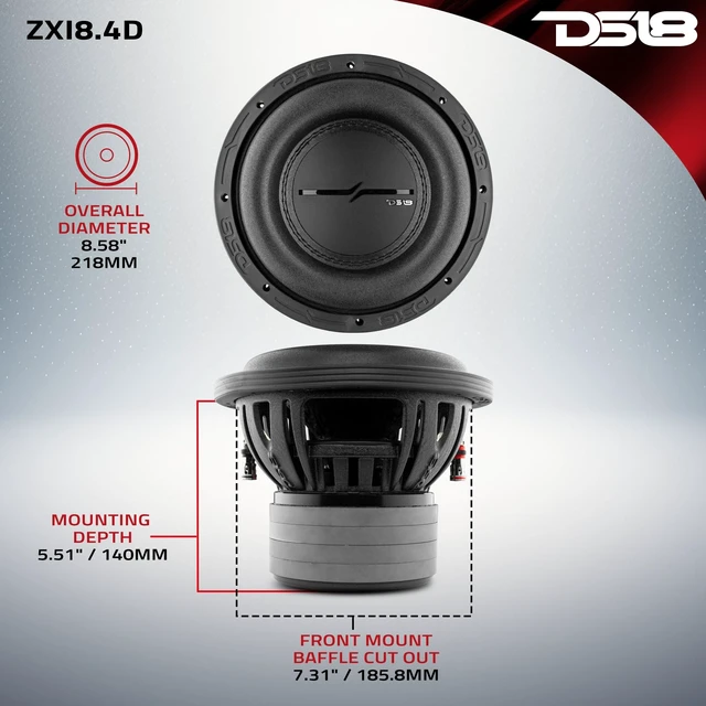 Alt view image 5 of 5 - DS18 ZXI8.4D 8" High Excursion Car Audio Subwoofer 1200W Watts Dual Voice Coil 4-Ohm 4 Magnets,Black