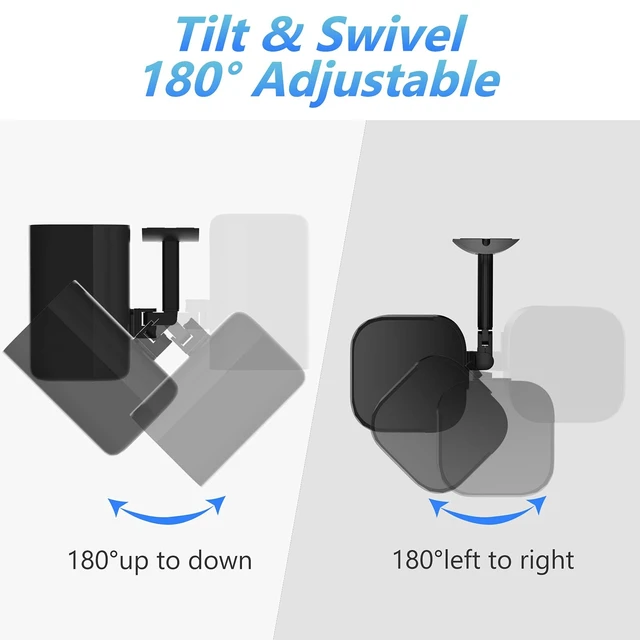Alt view image 3 of 5 - notiela Speaker Ceiling Mount for Roku Speaker Wall Mount - Tilt and Swivel Adjustable Mounting Brackets for Roku Wireless Speakers with Hardware Kit, 1 Pack