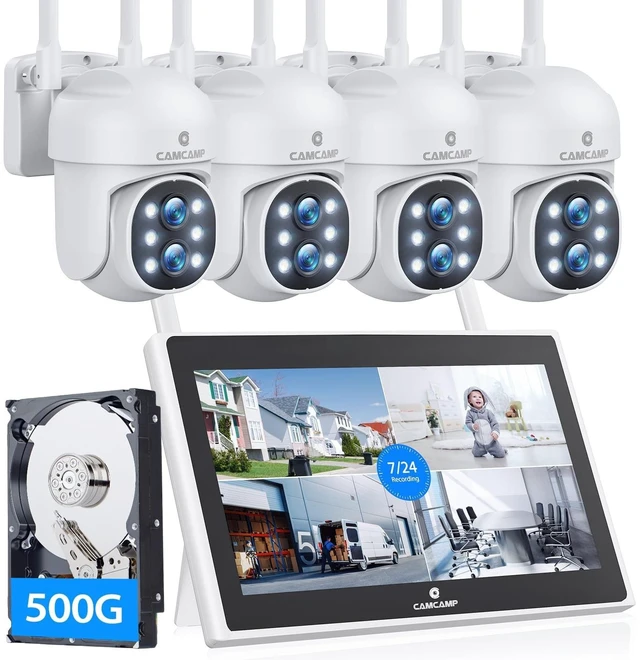 Main image of Camcamp Wireless Security Camera System with Monitor, PTZ Plug-in Outdoor