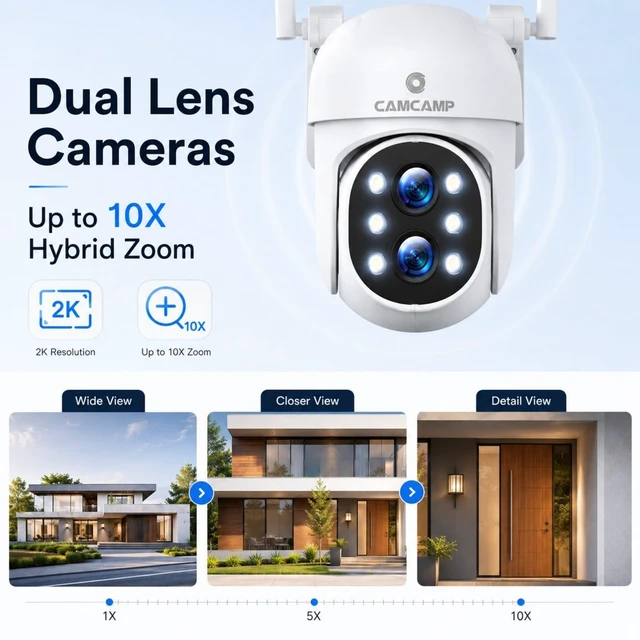 Alt view image 3 of 5 - Camcamp Wireless Security Camera System with Monitor, PTZ Plug-in Outdoor