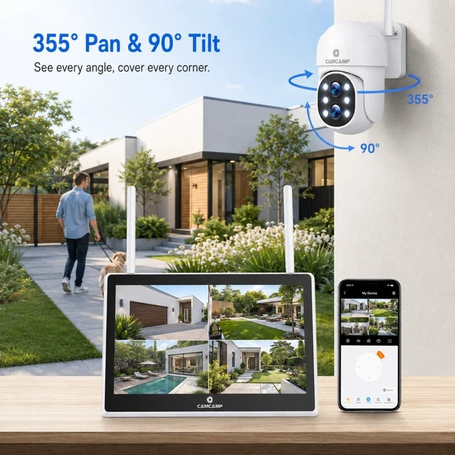 Alt view image 4 of 5 - Camcamp Wireless Security Camera System with Monitor, PTZ Plug-in Outdoor