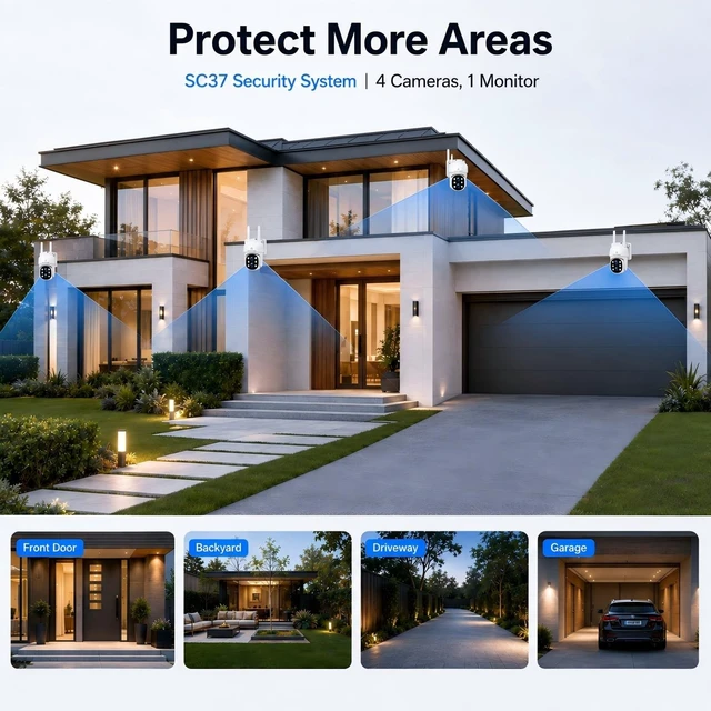 Alt view image 5 of 5 - Camcamp Wireless Security Camera System with Monitor, PTZ Plug-in Outdoor