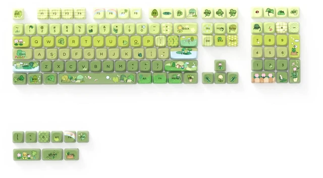 Main image of PBT Keyboard keycaps,Shine Through MOA Frog Green keycaps