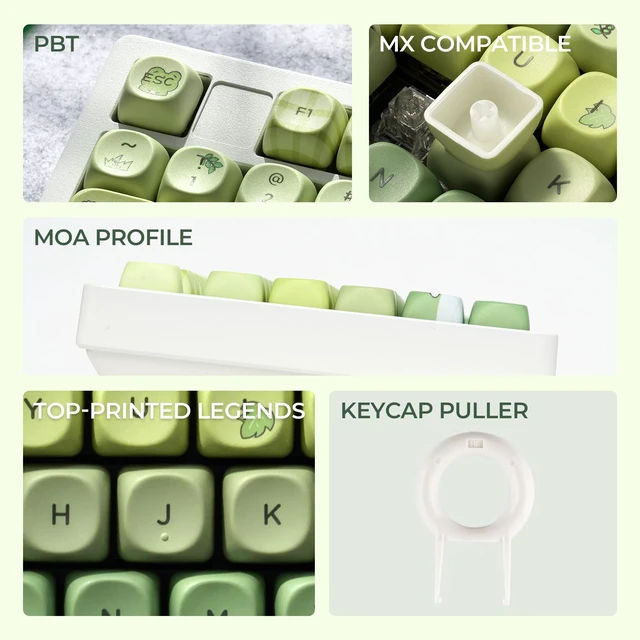 Alt view image 3 of 5 - PBT Keyboard keycaps,Shine Through MOA Frog Green keycaps