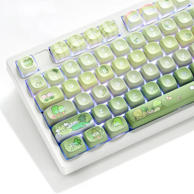 Alt view image 4 of 5 - PBT Keyboard keycaps,Shine Through MOA Frog Green keycaps