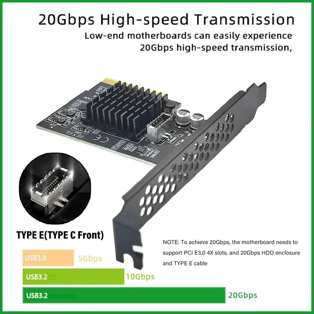Alt view image 2 of 5 - Dpofirs USB 3.2 Gen 2 Expansion Card, 20Gbps ASM3242 Main Control Type C PCIE to USB 3.2 Expansion Card for Desktop Chassis, Laptop, Windows 10, 11, macOS, Linux