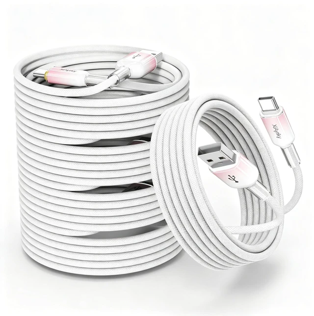 Main image of 15FT USB A to USB C Cable 5-Pack, 60W Fast Charging, Ice Crystal Shell