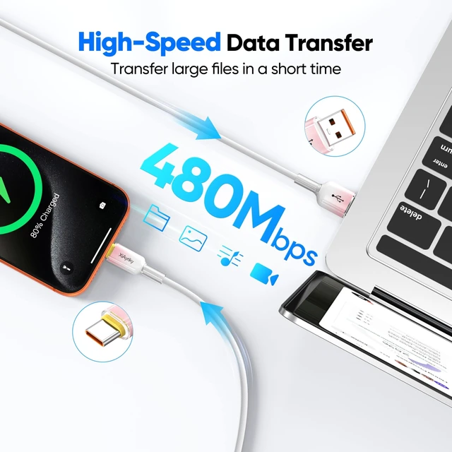 Alt view image 3 of 5 - 15FT USB A to USB C Cable 5-Pack, 60W Fast Charging, Ice Crystal Shell
