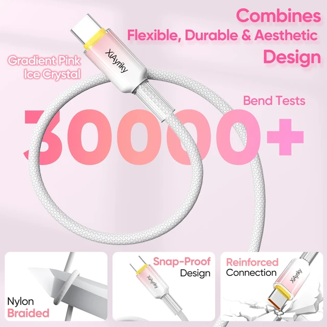 Alt view image 4 of 5 - 15FT USB A to USB C Cable 5-Pack, 60W Fast Charging, Ice Crystal Shell